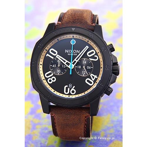 ニクソン 腕時計 NIXON レンジャー クロノ レザー オールブラック