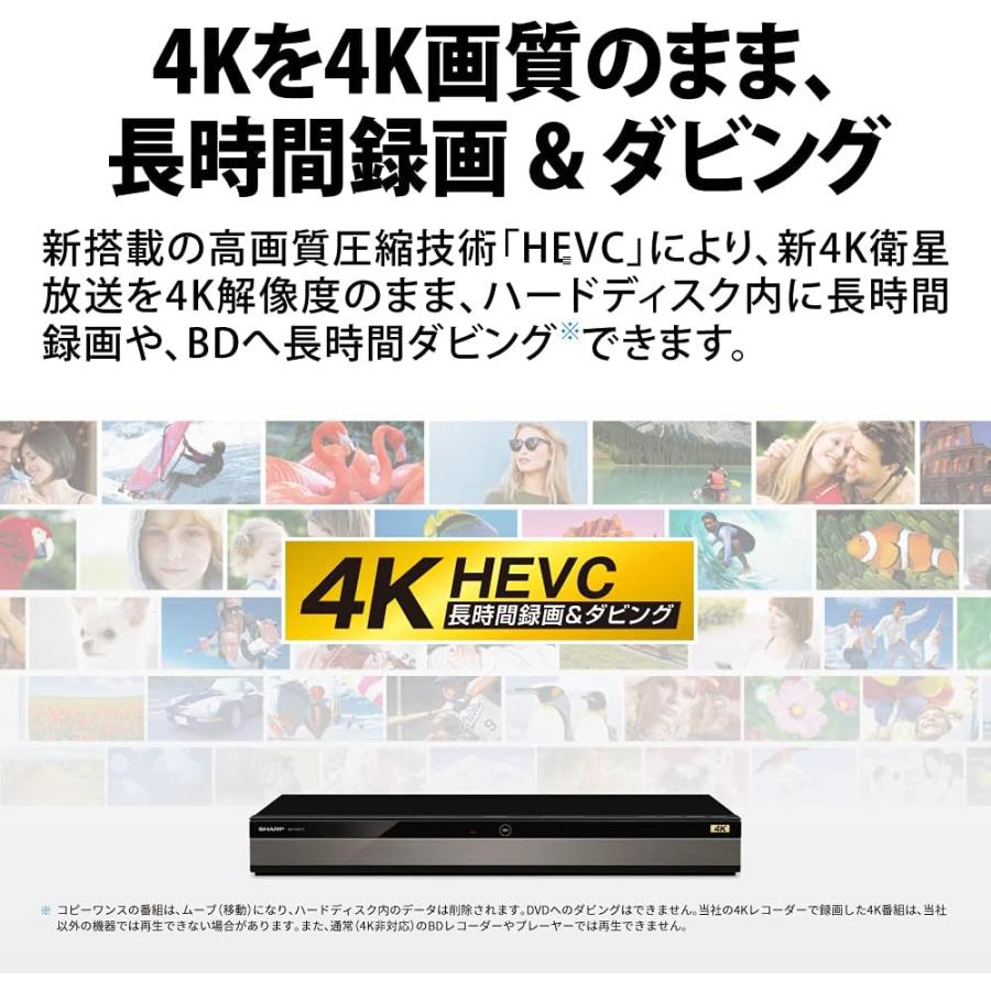 SHARP（シャープ） 1TB 2番組同時録画 4K ブルーレイレコーダー 4B