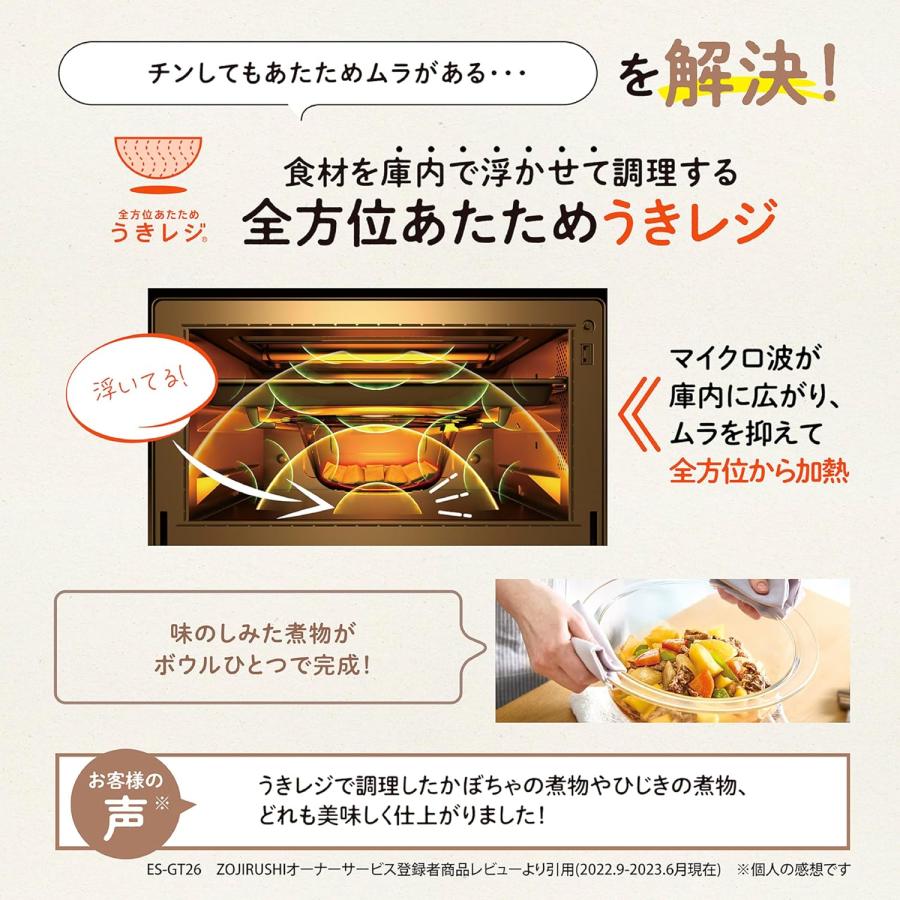 象印（ZOJIRUSHI） オーブンレンジ EVERINO 26L スレートブラック ES