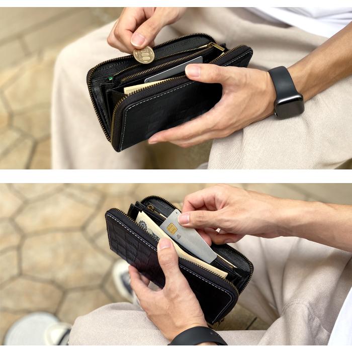 長財布 財布 本革 クロコダイル 型押し メンズ ラウンド型 ロング