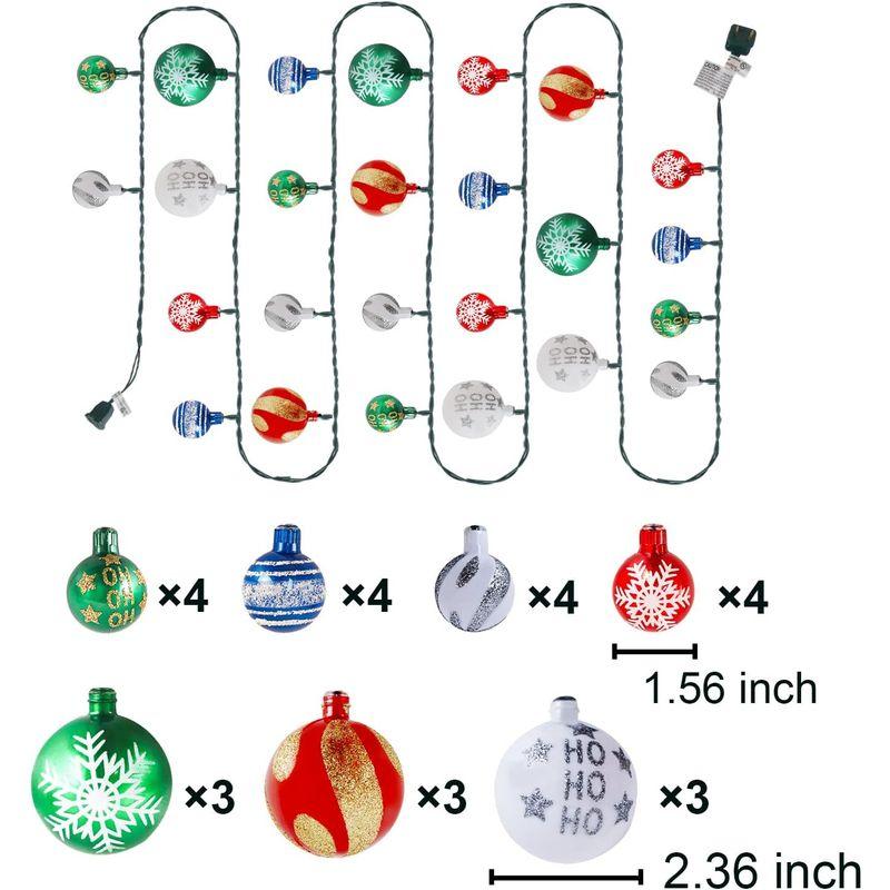 クリスマスツリーオーナメント 25個 カラークリスマスボールライトセット クリスマスツリーライト 飛散防止 ハンギングツリー クリスマスボー - 4
