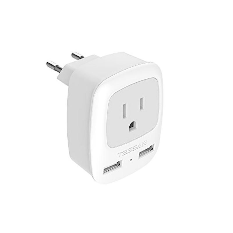 変換プラグCタイプ 2USBポート付き 海外旅行用コンセント変換 アダプター 電源変換プラグ フランス 韓国 ドイツ イタリア スペイン ヨ AV周辺機器 変換プラグ Cタイプ Cプラグ 変換コンセント 韓国 タイ ヨーロッパ