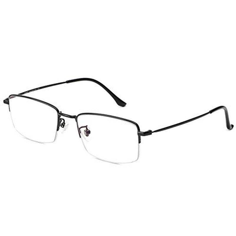 Cyxus（シクサズ） チタンメガネ ブルーライトカット 超軽量 ビジネス用メガネ UVカット 男女兼用（ブラック
