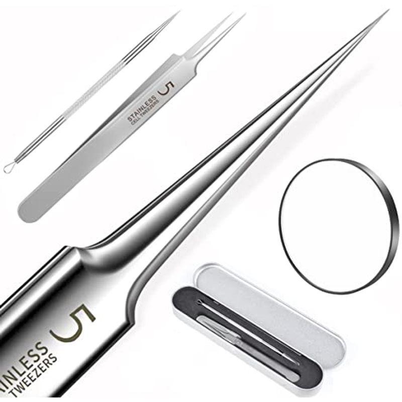角栓 ピンセット 精密ピンセット 角栓取り 先端幅0 1mm 黒ずみ取り 毛抜き ニキビ 取り器具 ニキビ針 10倍鏡 収納ケース ステンレ Dkzmjrbwnk Cosbrapim Com Br