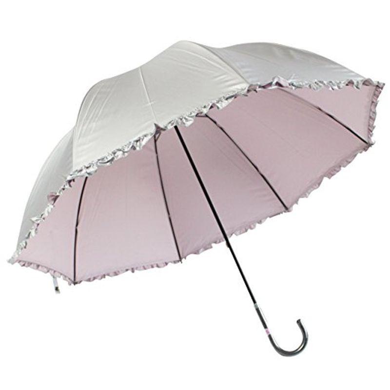 日光を遮断 晴雨兼用 日傘 かわいいドーム型 生地表シルバーコーティング フリル付 UVカット 紫外線遮蔽率97% UPF50＋60cm 手
