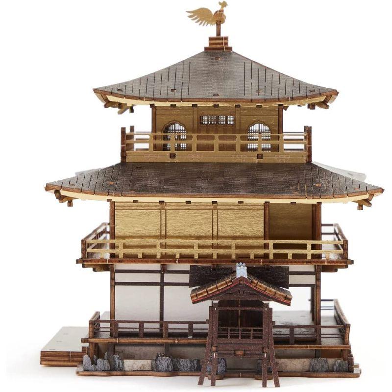 ki-gu-mi 金閣寺 カラーバージョン - 小学生 から 大人 まで 楽しめる 木製 3D 立体パズル DIY 工作キット - 男の子