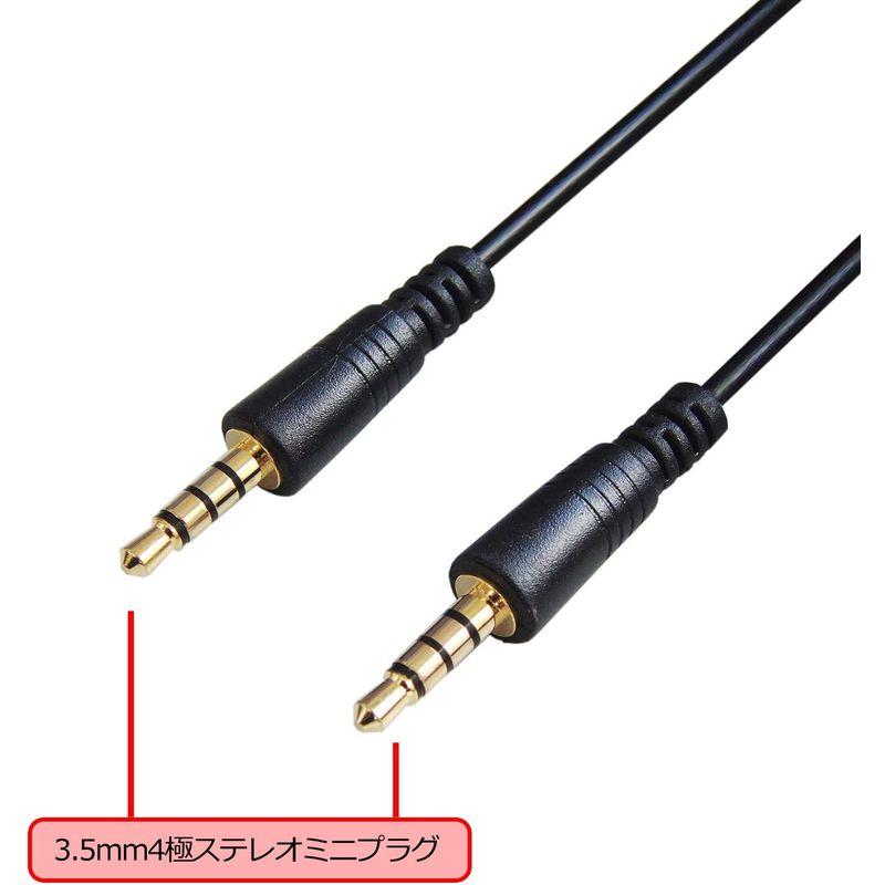 AUXケーブル 3.5mm 4極 ヘッドホン オーディオ ステレオ 1.5M