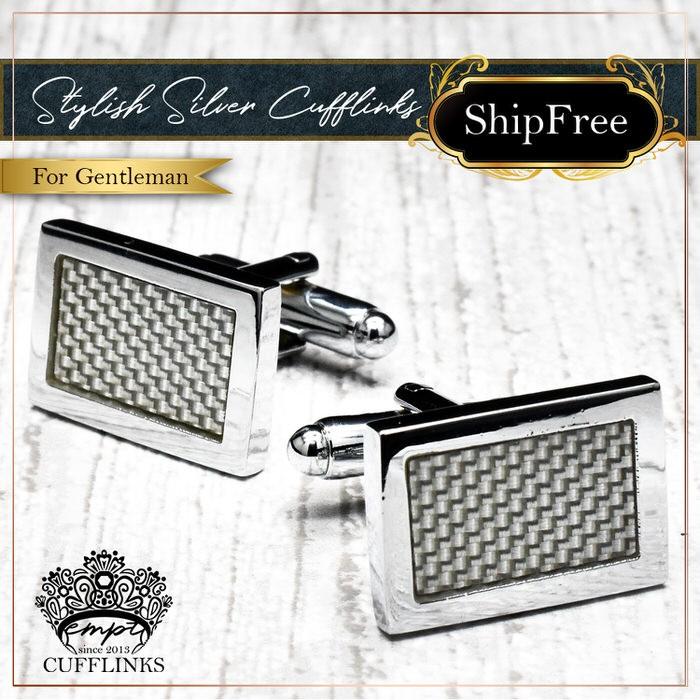 カフス 長方形 模様 コンビ カフスボタン カフリンクス カフスリンクス