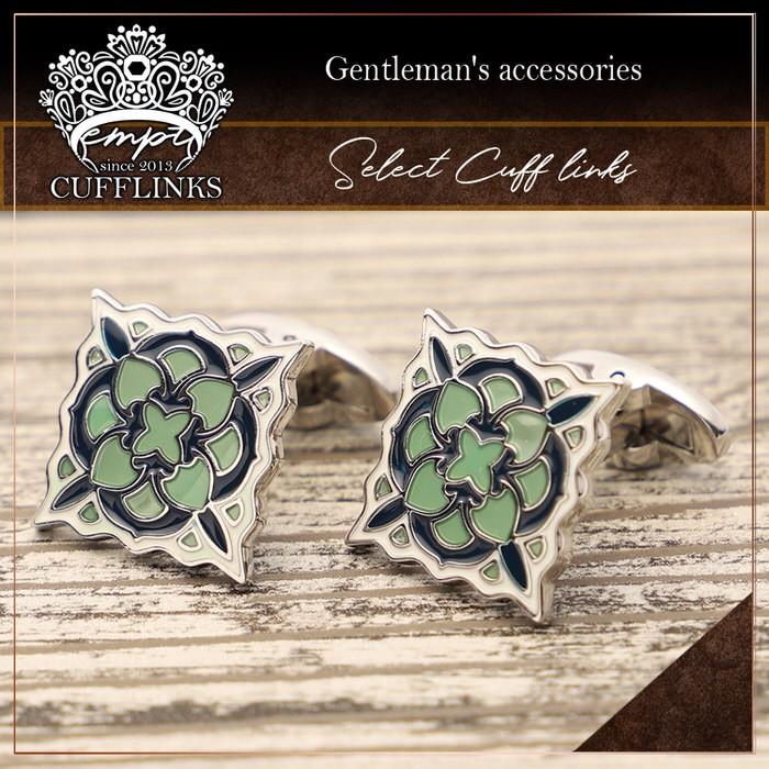 カフス グリーン パターン 模様 カフスボタン カフリンクス カフス