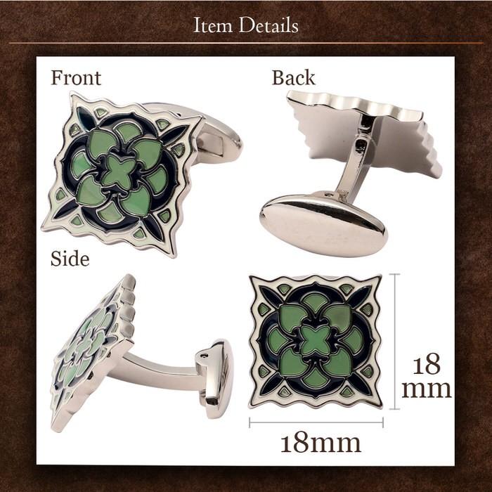 カフス グリーン パターン 模様 カフスボタン カフリンクス カフス