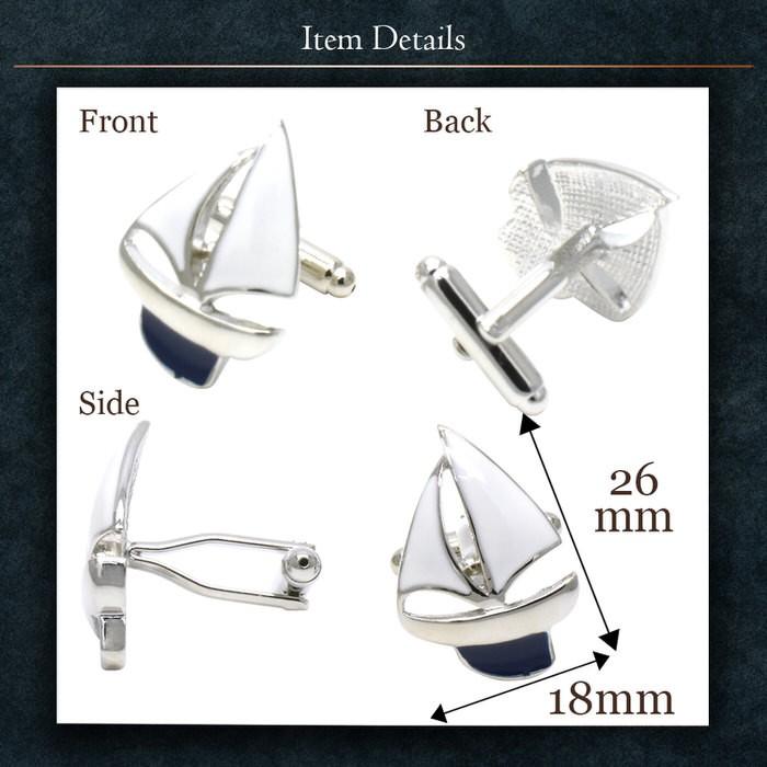 カフス ヨット 船 海 モチーフ カフスリンクス カフス カフスボタン カフリンクス お洒落 メンズ 使い方 結婚式 お洒落 かっこいい おもしろい 目立つ カジュア | ブランド登録なし | 03