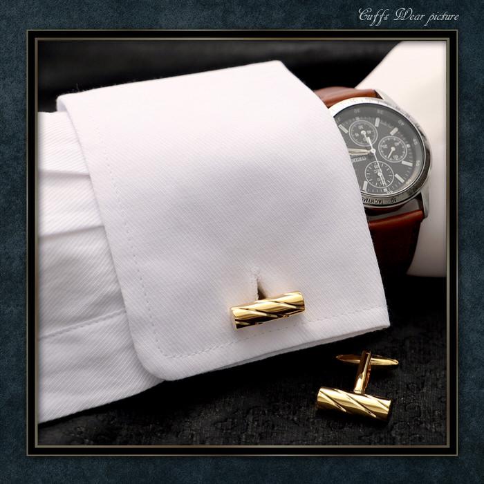 棒 ねじれ シンプル カフス ゴールド 金 カフリンクス カフスリンクス