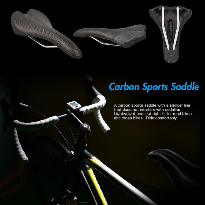 カーボン調 スポーツ サドル ブラック 黒 自転車 パーツ 交換用 部品 