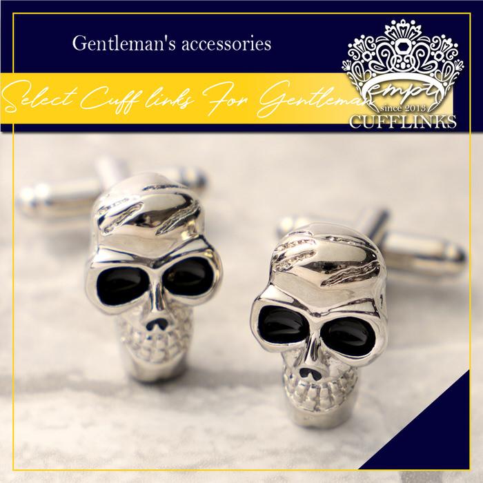 ドクロ スカル 骸骨 どくろ カフス シルバー 銀 ブラック 黒  カフリンクス カフス カフスリンクス カフリンクス パンク ロック カフスボタン フォーマル おしゃ |  | 01
