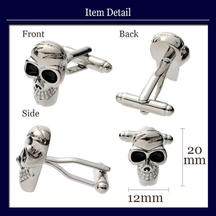 ドクロ スカル 骸骨 どくろ カフス シルバー 銀 ブラック 黒  カフリンクス カフス カフスリンクス カフリンクス パンク ロック カフスボタン フォーマル おしゃ |  | 04