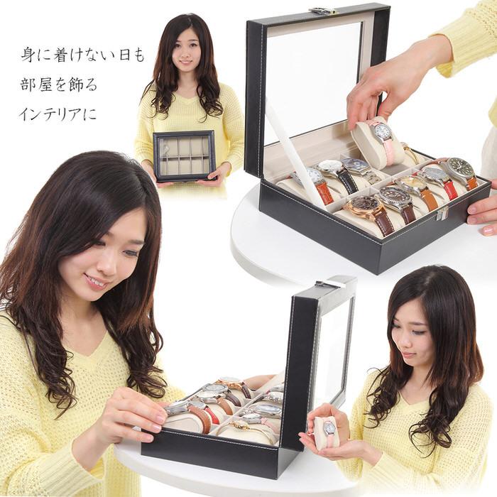 腕時計ケース クロコ型押し ブラック 6本 時計 黒 腕時計 時計 ディスプレイ ボックス ケース 収納 コレクション ウォッチボックス watch |  | 03