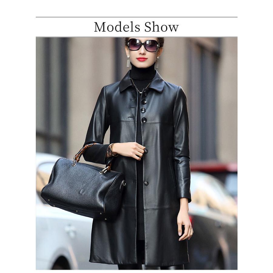 冬の華 ステンカラー レザー コート レディース ステンカラーコート 本