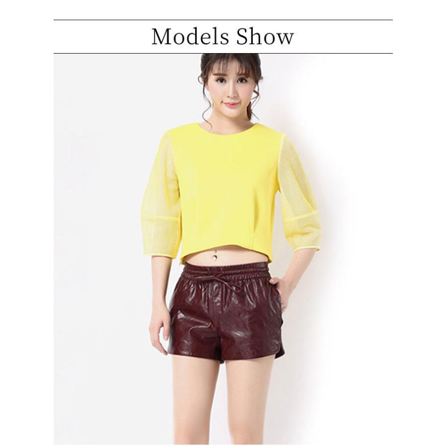 ショートパンツ ウエストゴム レディース レザー短パン ソフトラムレザー 本革 ボトムス 秋物 冬服 通勤 大きいサイズ 黒 ワインレッド Zppk025 Trendy Me 通販 Yahoo ショッピング