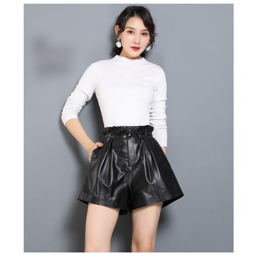 ショートパンツ レザーパンツ ハイウエスト 紐付き ショーパン ラムレザー フィット 無地 ブラック ４ｌまで 大きいサイズ コーデ Aライン フレア 脚長効果 Zppk067 Trendy Me 通販 Yahoo ショッピング