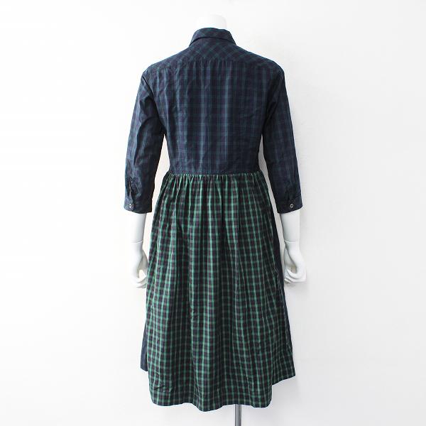 Morikage Shirt Kyoto モリカゲシャツ 京都 コットン ブラックウォッチ 切替 シャツワンピース Ss ネイビー フレア ブランド古着 買取販売 Tresor 通販 Yahoo ショッピング