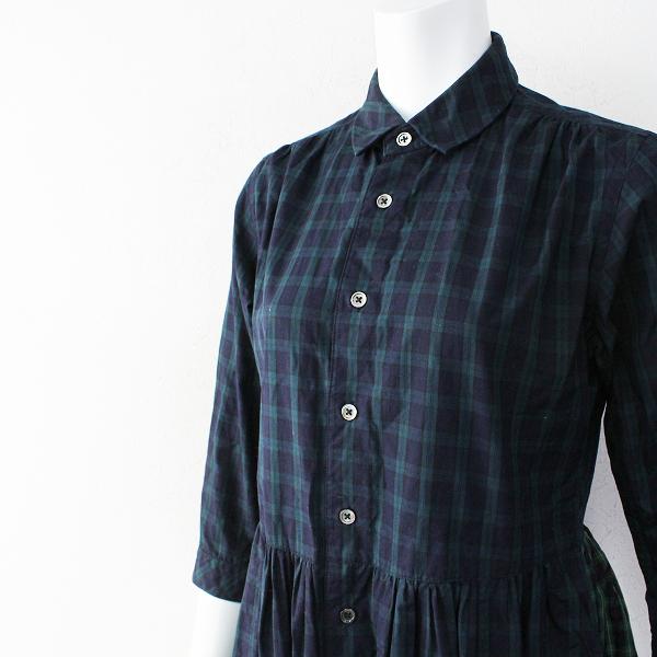 Morikage Shirt Kyoto モリカゲシャツ 京都 コットン ブラックウォッチ 切替 シャツワンピース Ss ネイビー フレア ブランド古着 買取販売 Tresor 通販 Yahoo ショッピング