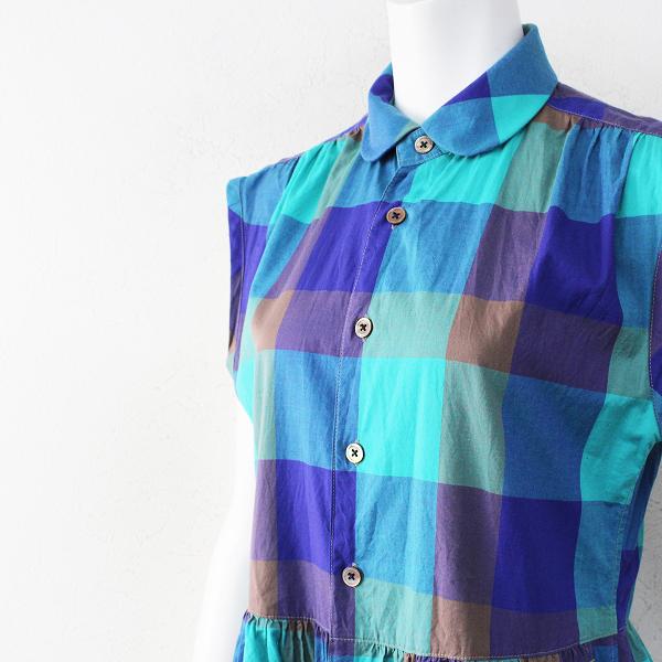 Morikage Shirt Kyoto モリカゲシャツ 京都 丸襟 チェック コットン ワンピース Ss ブルー系 ギャザー フレア ブランド古着 買取販売 Tresor 通販 Yahoo ショッピング