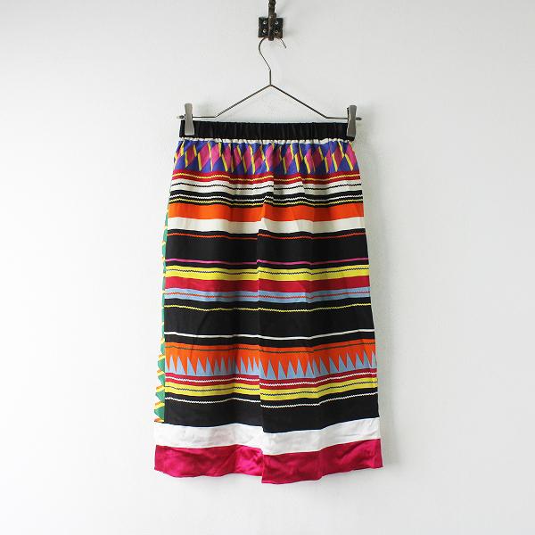 サマーセール】Drawer ドゥロワー エスニックボーダー シルク イージー  