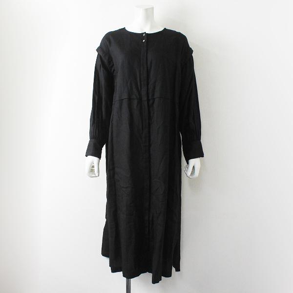 公式新製品 美品 定価2 4万 21ss Nest Robe ネストローブ 1128 リネンカラーレス2way比翼ワンピース F ブラック タック 最終セール価格 Www Superavila Com