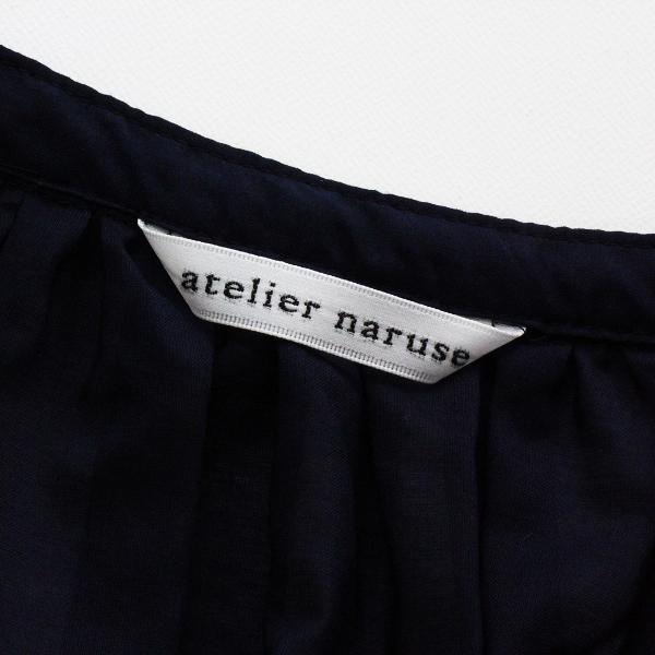 【スプリングセール】美品 定価2万 atelier naruse アトリエナルセ na-02103 コットンギャザースモックブラウス F/ネイビー ドルマン【2400013331425】｜tresorstore｜09