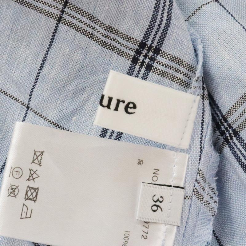 スプリングセール】美品 エブール ebure リネン チェックシャツ 36