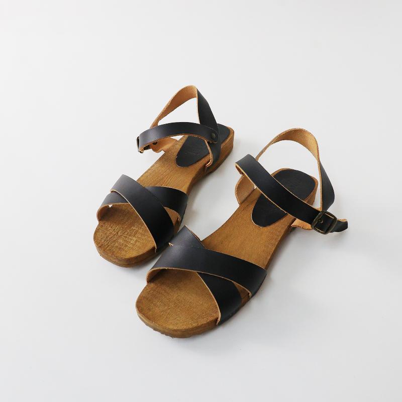 オータムセール】美品 ボサボ BOSABO レザーストラップウッドサンダル 