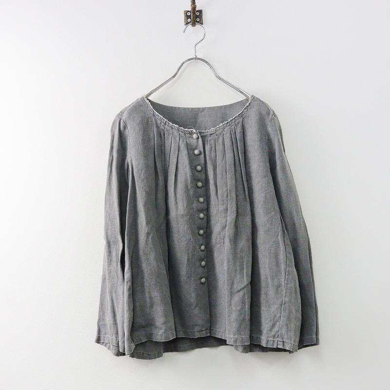 ネストローブ nest Robe リネン フリンジ ピンタック くるみボタン 