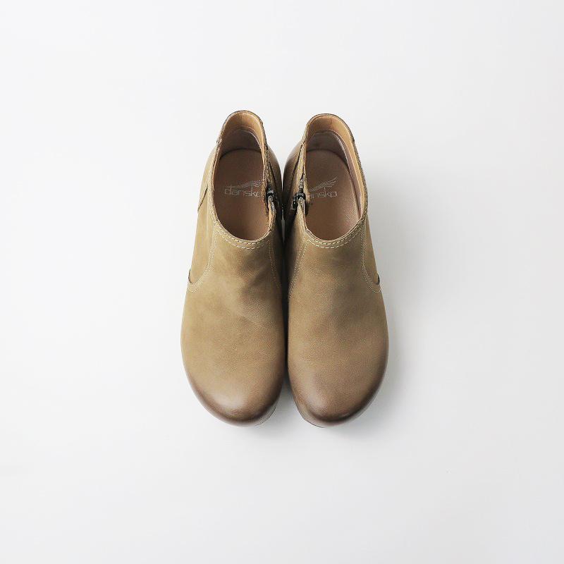 ダンスコ dansko BARBARA ショートブーツ 38/ベージュ サイドジップ 