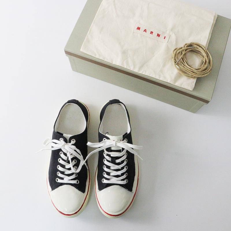 美品 マルニ MARNI GOOEY SNEAKER 38/ブラック コーティング 