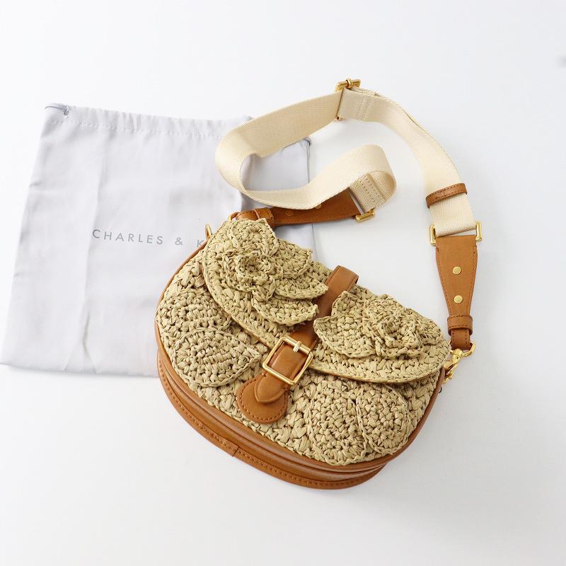 新品 チャールズアンドキース CHARLES & KEITH フラワージュート切替 