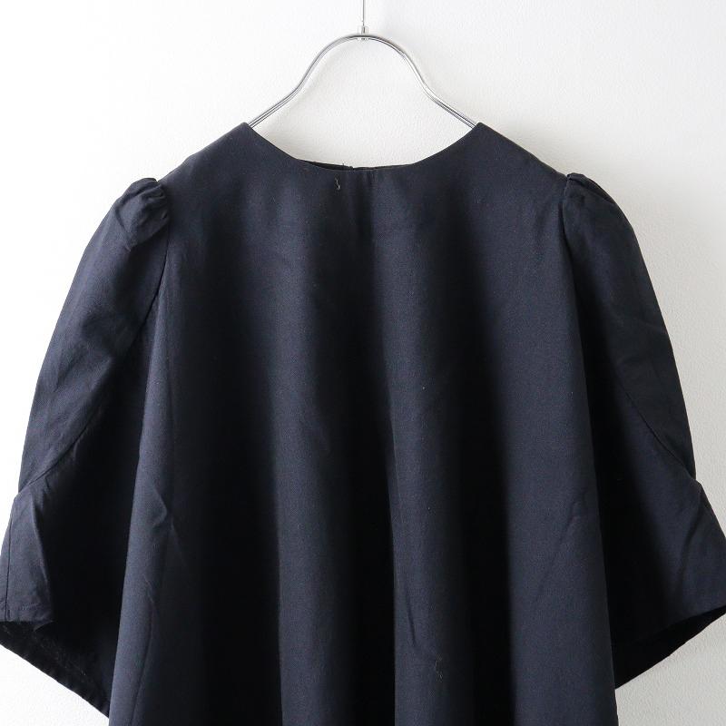 ホームスパン homspun ウール パフスリーブプルオーバー F/ネイビー 