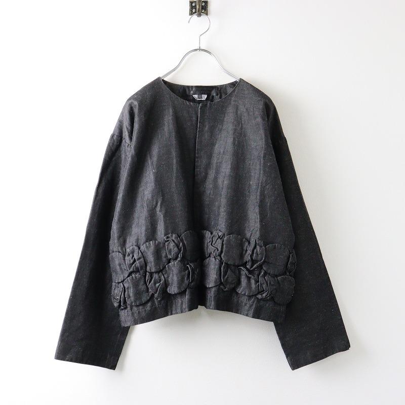 COMME des GARCONS - コムコム コムデギャルソン COMME des GARCONS AD2020 ポリ縮リボン装飾 ノーカラージャケット S/ブラック【2400013995047】 サマーセール】コムコム コムデギャルソン COMME des GARCONS AD2020