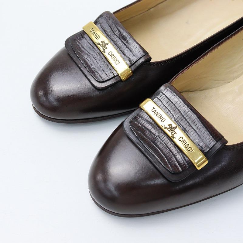 極美品 イタリア製 タニノクリスチー TANINO ロゴメタルプレート 