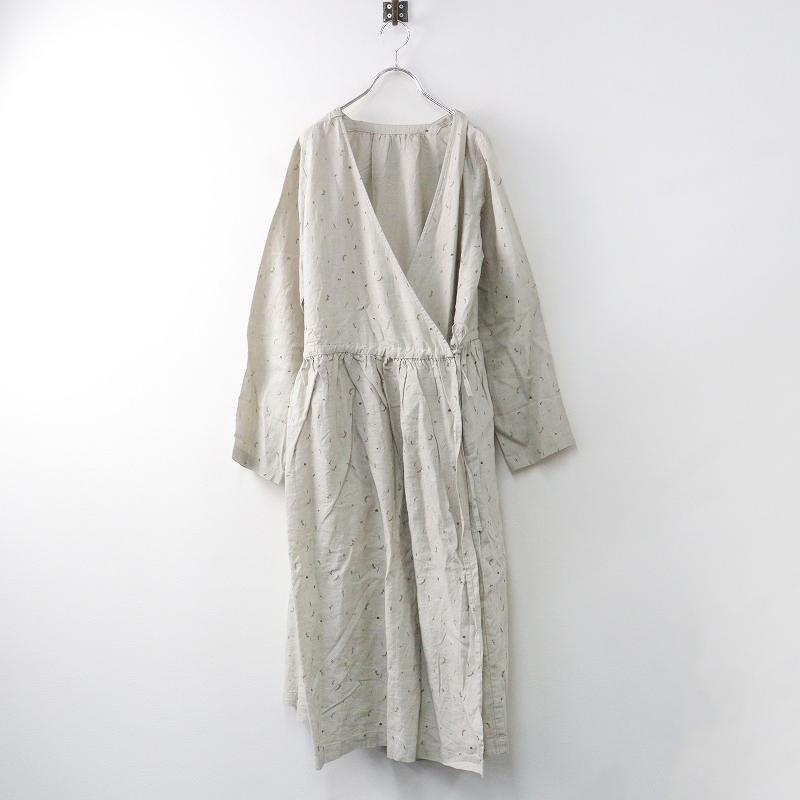 ネストローブ nest Robe リネン フェザープリントワンピース F/キナリ  