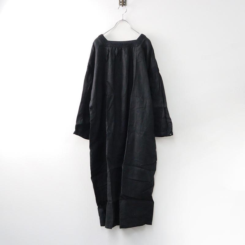 大きめ ネストローブ nest Robeリネンボックス吊りワンピース ブラック