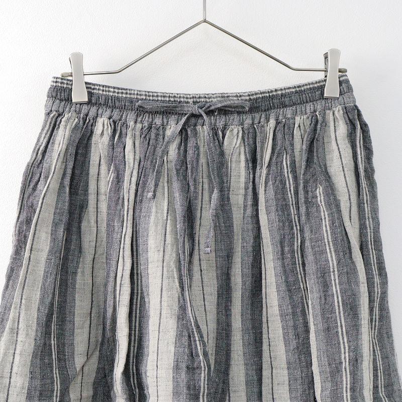 美品 ネストローブ nest Robe マルチストライプ リネンギャザー  