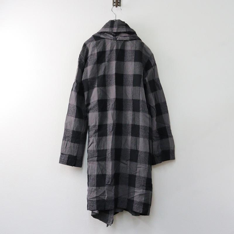 パドカレ pas de calais ブロックチェックコート 36/ブラック 羽織り 