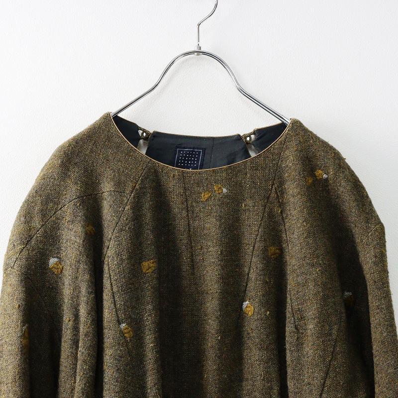 mina perhonen ミナペルホネン pebble 刺繍 ノーカラー ワンピース 38 
