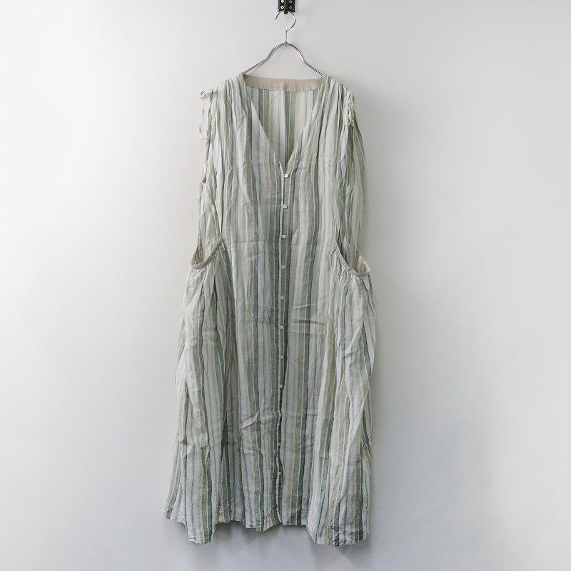 2024SS ネストローブ nest Robe リネンストライプジレワンピース F  