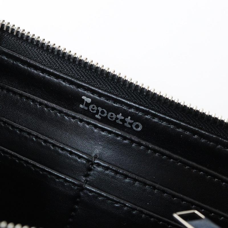 定価4.7万 レペット repetto PORTEFEUILLE ZIPPE カーフスキン ロゴ ロングウォレット/■ブラック ノアール 長財布【2400014330168】 repetto（レペット） 定価4.7万 repetto PORTEFEUILLE ZIPPE カーフ