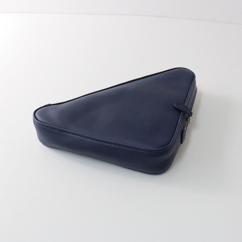 美品 バレンシアガ クラッチバッグ トライアングル ロゴ レザー