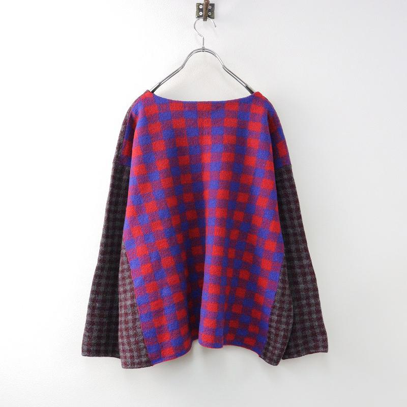 45rpm - 45R 45rpm フォーティファイブアール フロートダブルジャカード馬比古セーター 0/グレー系 切替  ウール ニット 縮絨【2400014350104】 45R 45rpm フォーティファイブアール フロートダブルジャカード