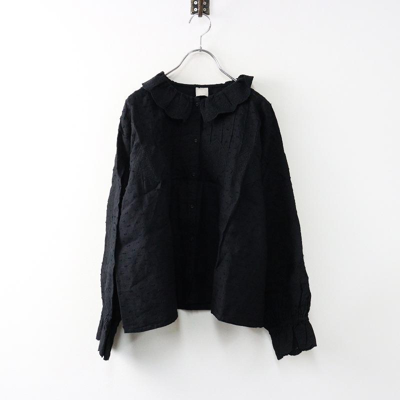 SM2 - 未使用 サマンサモスモス Samansa Mos2 SM2 レース刺繍モチーフブラウス F/ブラック シャツ 麻綿 ドット 羽織り 長袖【2400014357653】 未使用 サマンサモスモス Samansa Mos2 SM2 レース刺繍モチーフ