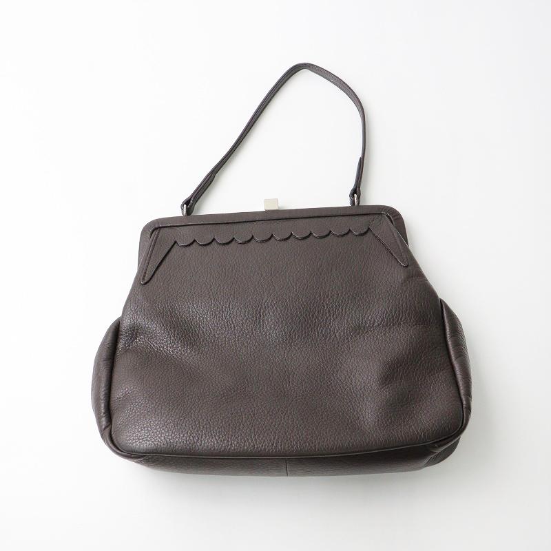 FOXEY 【期間限定価格】フォクシー レザーがま口ハンドバッグ ダーク  