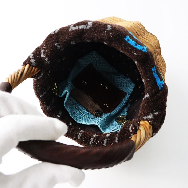 【スプリングセール】極美品 2024SS エバゴス ebagos BIRD JOURNEY ラウンドバスケット シェニール ポーチカバー CHOCO /ナチュラル かご【2400014375602】の画像